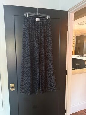 SHEIN Black Leopard Print Wide Leg Jogger Pants xl tall